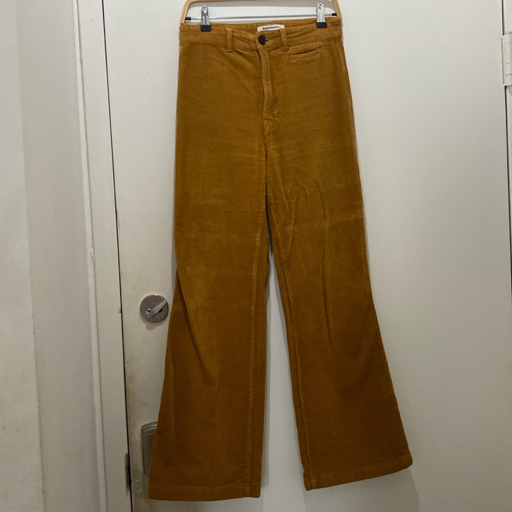 Reformation Wide Leg Corduroy Pants in Mustard